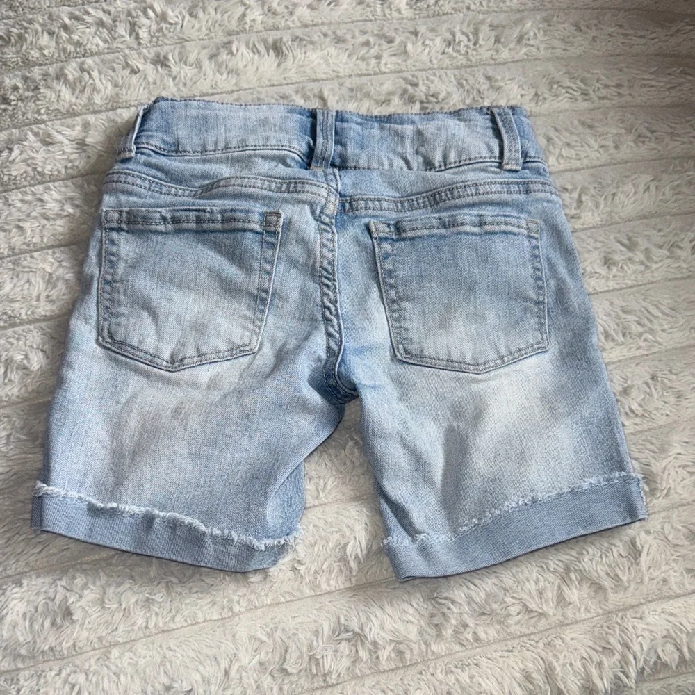 SO Light Blue Distressed Denim Shorts with Lace Insets - Picture 6 of 6